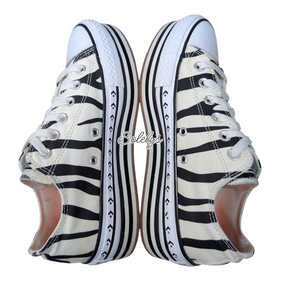 Converse CTAS Low Top Striped Platform Sunblocked Zebra Womens Sneaker 7.5 RARE - Picture 8 of 11
